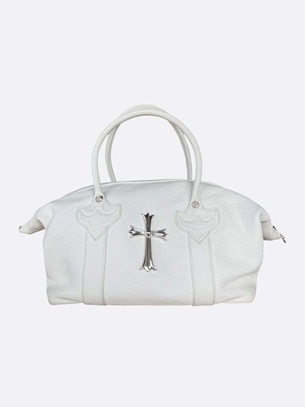 Chrome Hearts White Leather Cross Bag